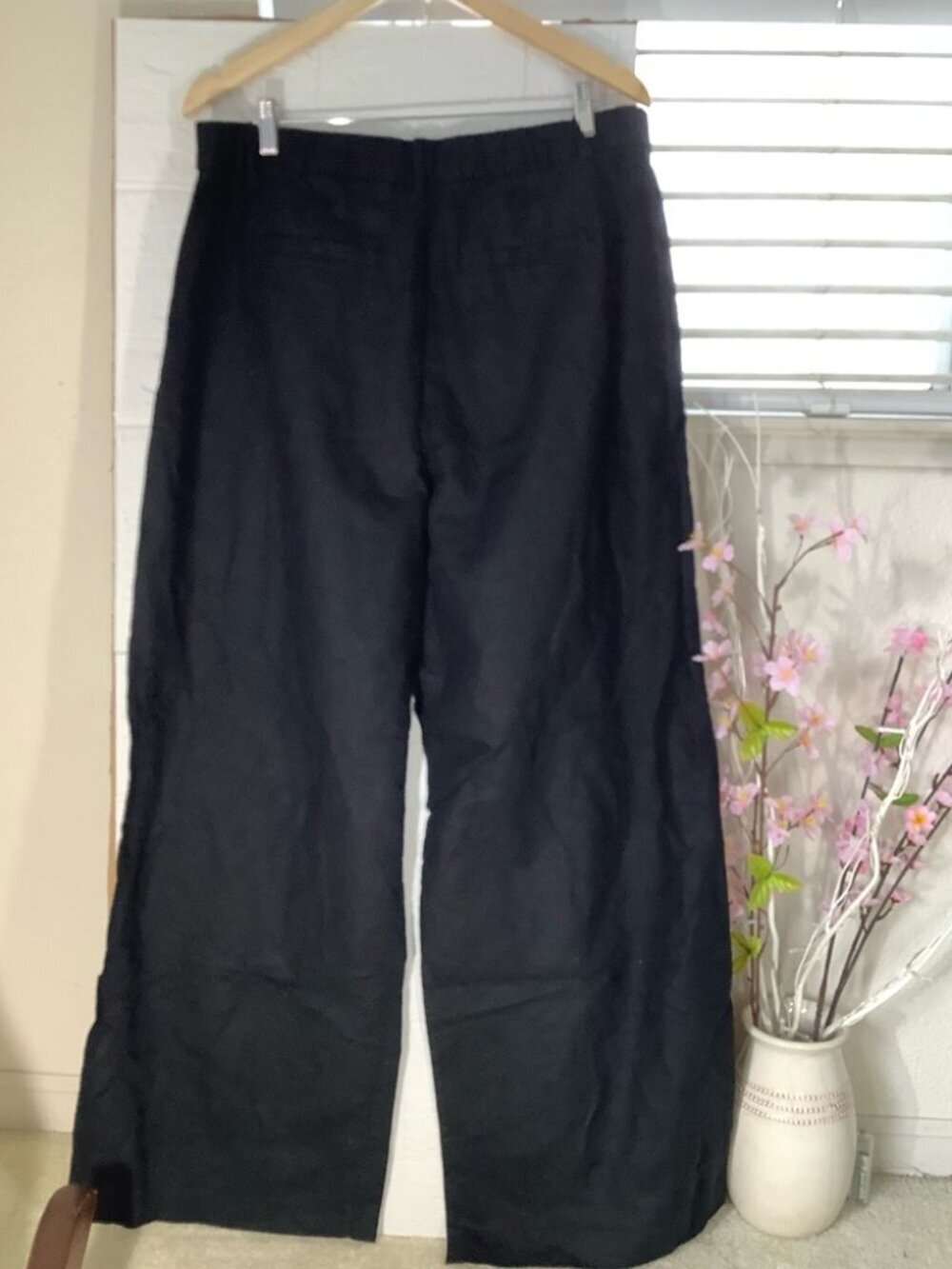 Gap Black Linen Rayon Wide Leg High Waist Trousers 16 - Picture 6 of 7